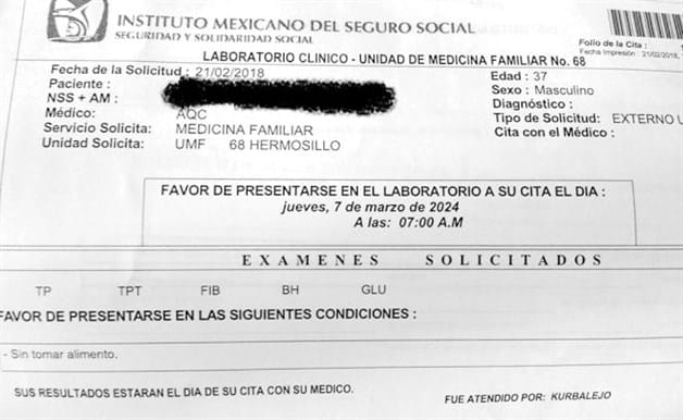 Buzón Perote: IMSS expide receta para análisis en el año... ¡2024!